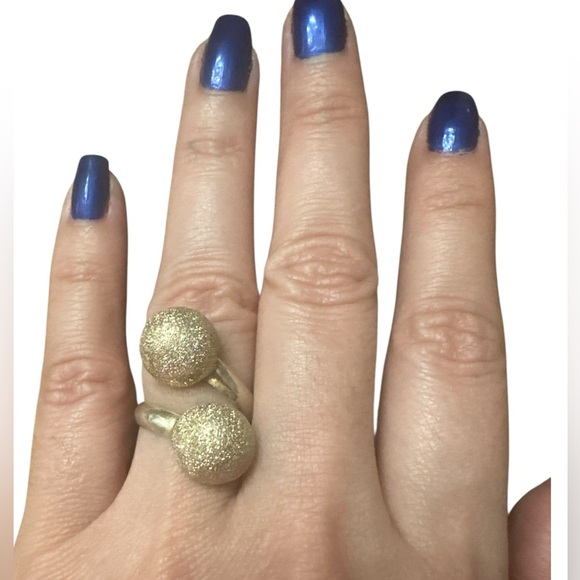 Elegant Gold and silver tone Double Ball Ring - Picture 2 of 5